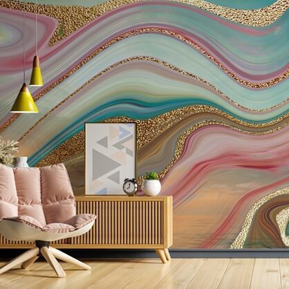 geode wallpaper in living room
