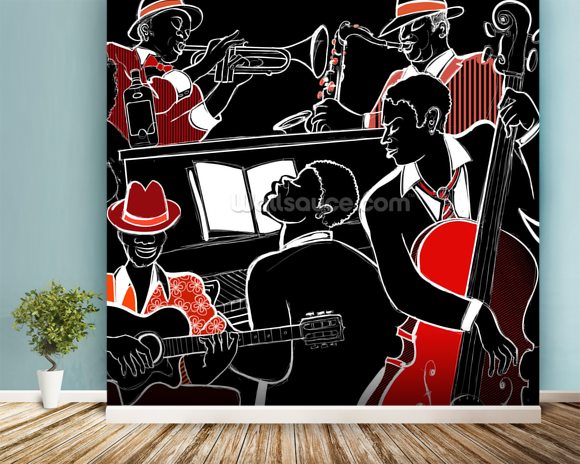 Jazz Band Wallpaper Wall Mural  Wallsauce USA