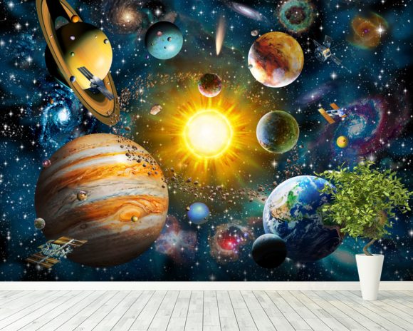 Our Solar System Wall Mural & Our Solar System Wallpaper | Wallsauce