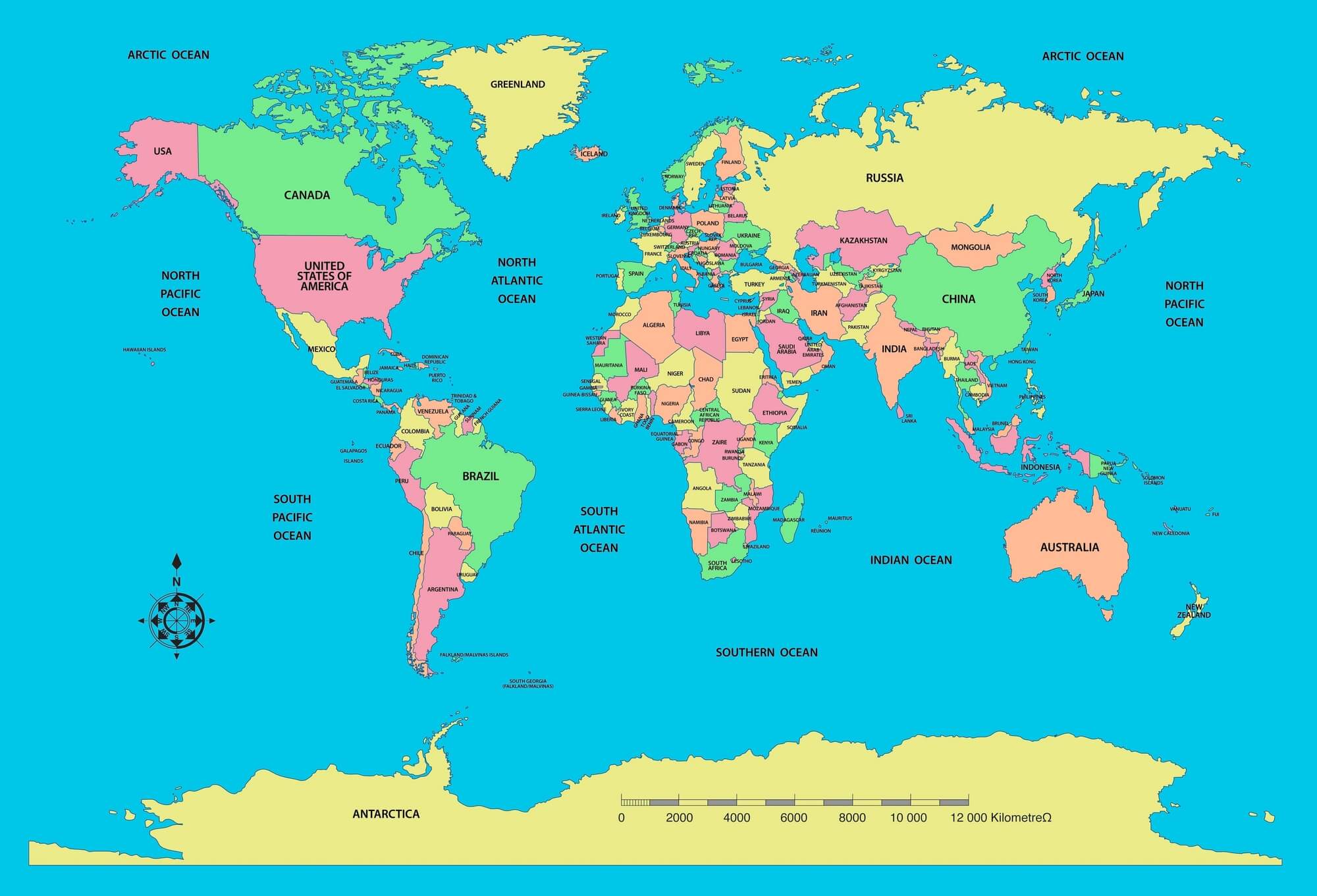 Printable Labeled World Map