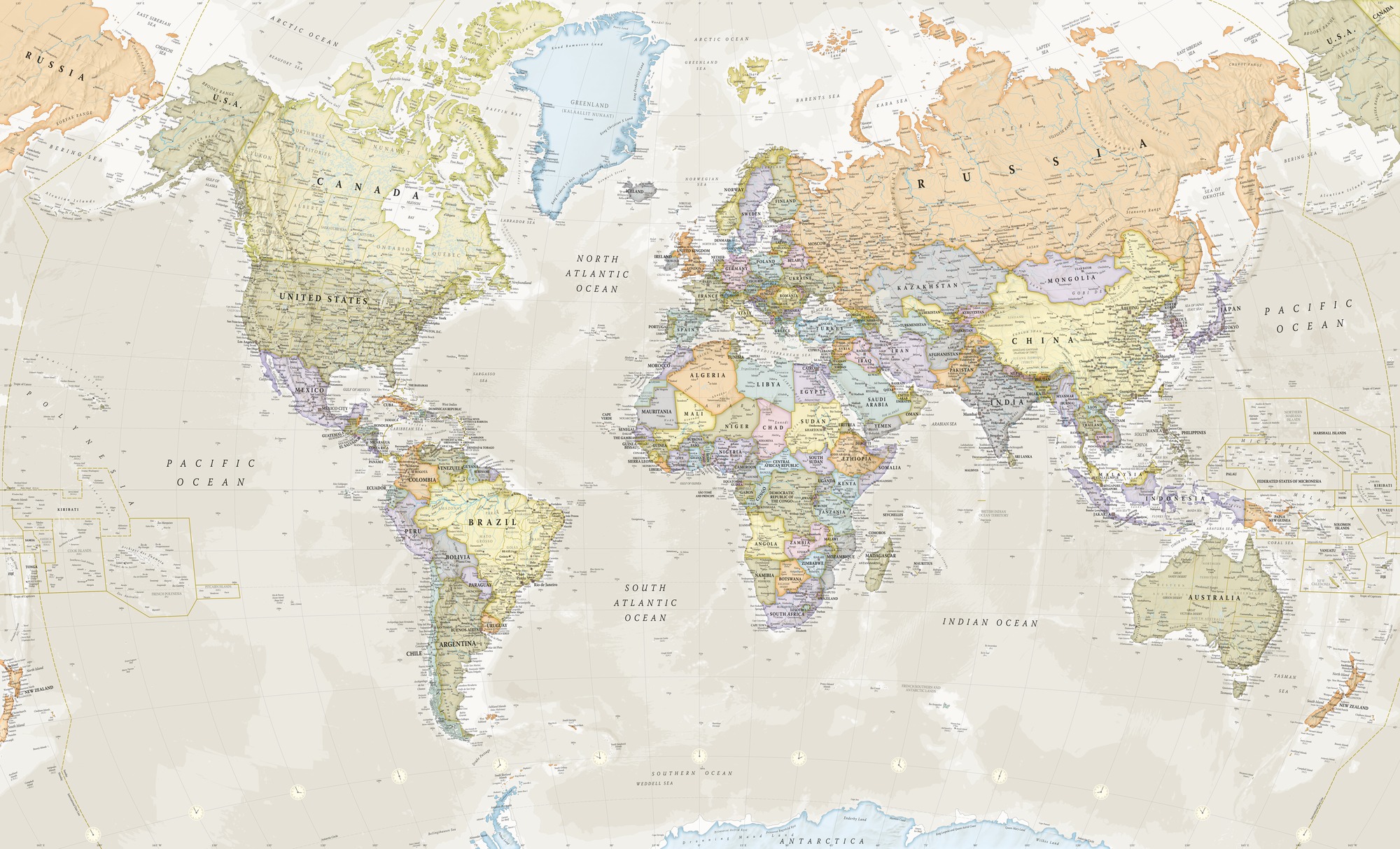 Classic World Map Wall Mural & Classic World Map Wallpaper  Wallsauce UK