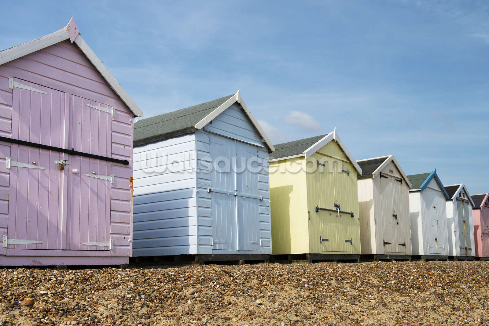 Beach Huts Wallpaper Wall Mural | Wallsauce USA