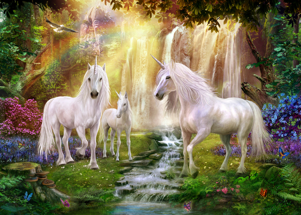 Waterfall Glade Unicorns Wallpaper | Wallsauce CA