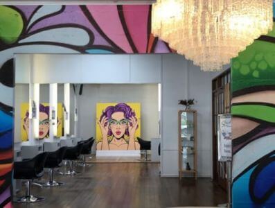 pop art wall mural in salon pop art wall mural in salon
