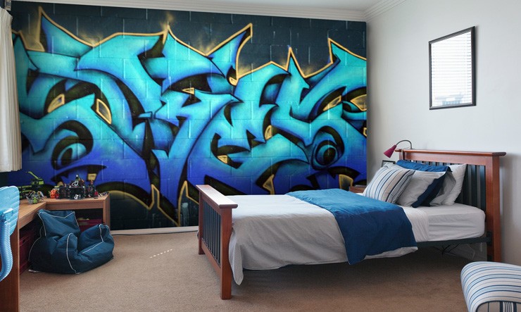 graffiti wallpaper for your teenager's bedroom | wallsauce australia