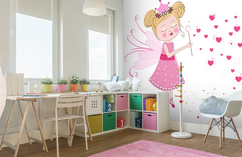 fairy artwork wallpaper in cool kids room