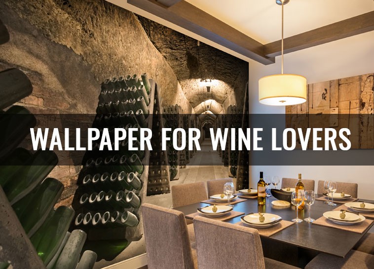 wine wallpaper in dining room