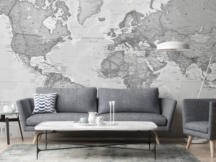grey-map-mural-in-lounge