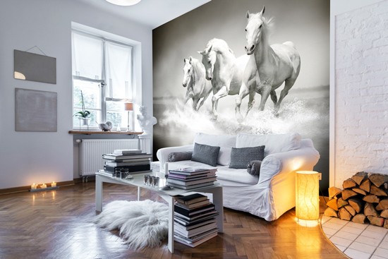 white horses wallpaper