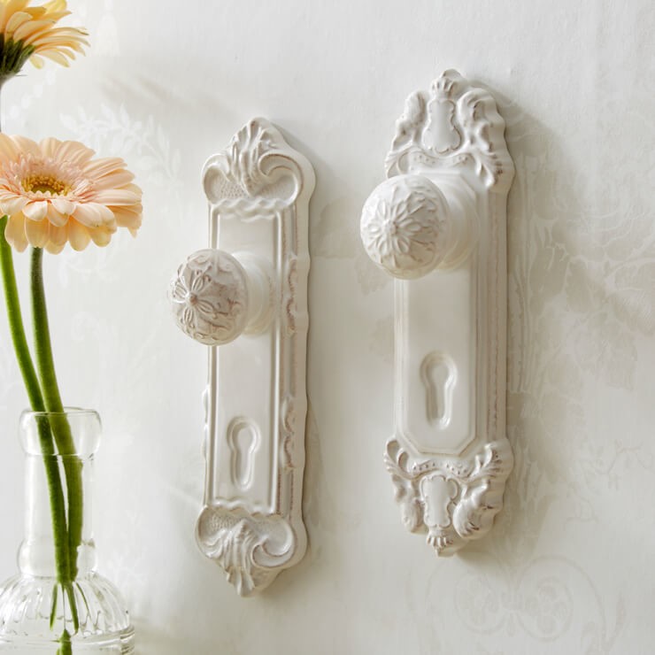 white vintage style door handle hooks for wall