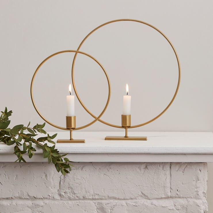 minimalist gold candle holders