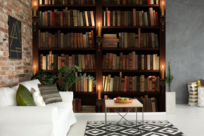 Feature wallpaper:Bookcase wallpaper