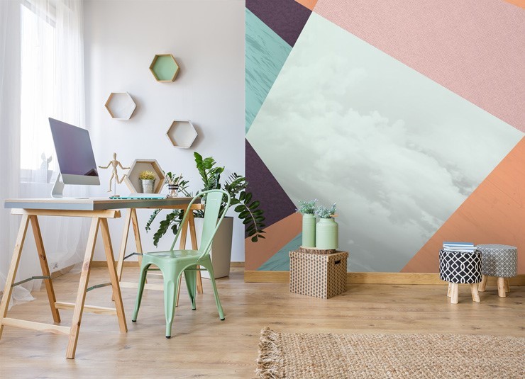 Cherry Geomtric Pattern Wall Mural