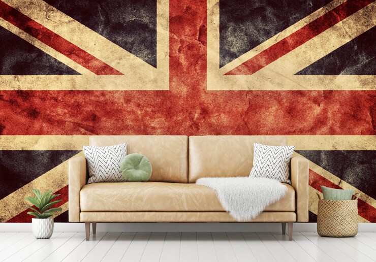 union jack mural in living room
