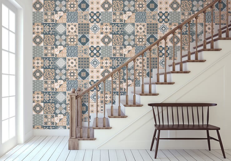 tiled wallpaper hallway