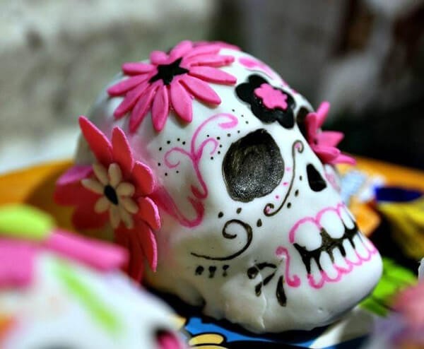 pink decorated sugar skull