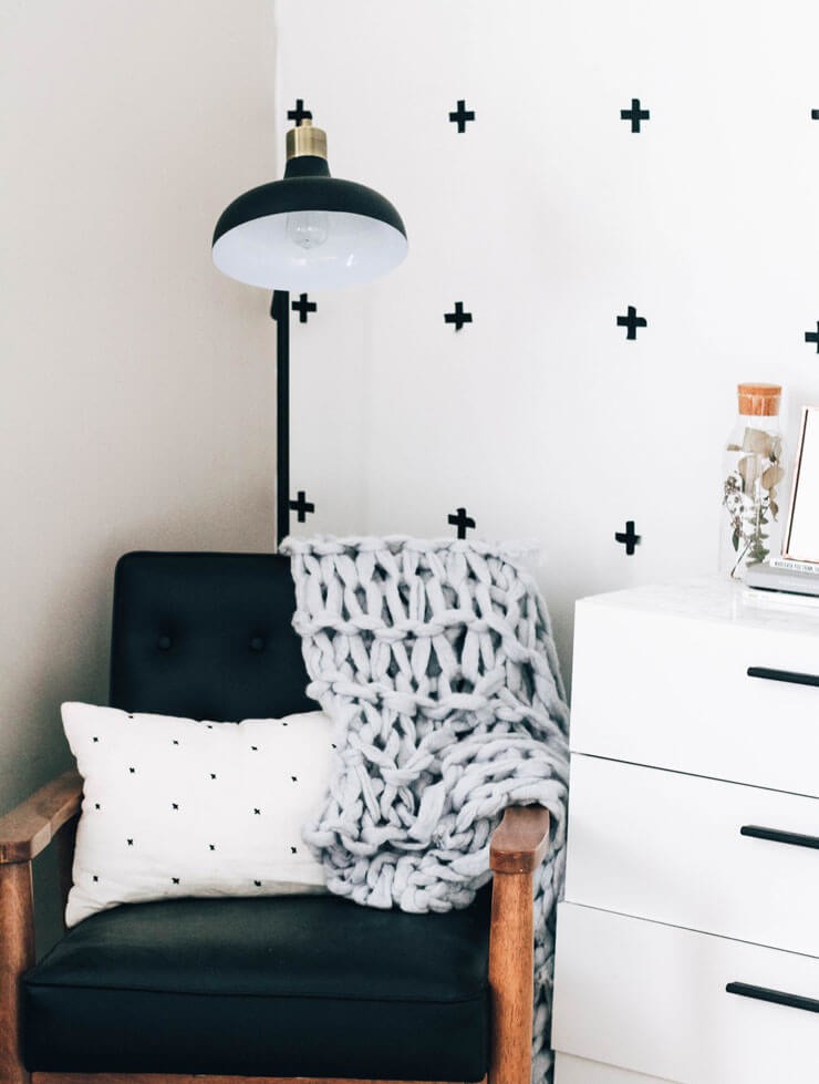 dark armchair in bedroom corner for designer bedroom ideas
