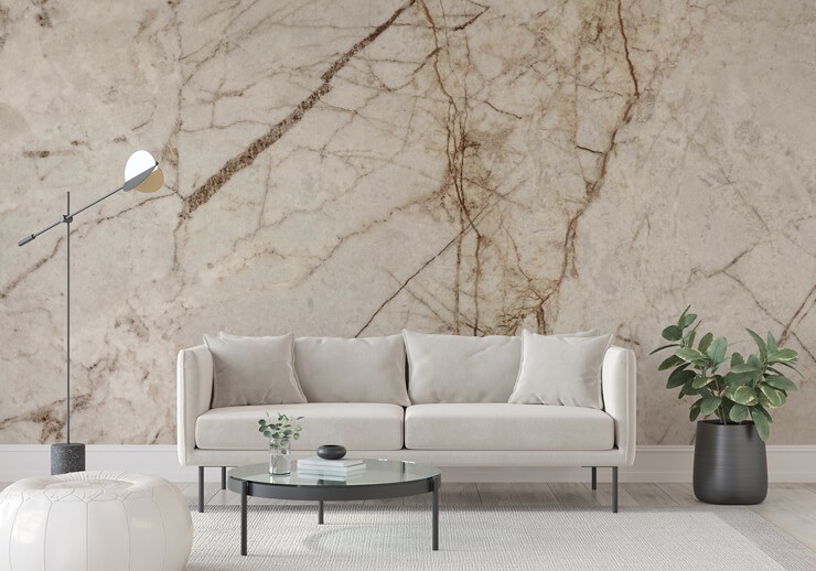 beige marble wallpaper in living room
