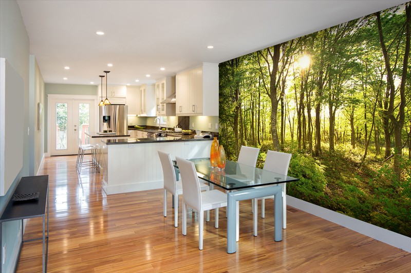 Tree mural in kitchen dining room