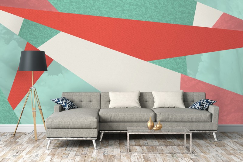 Colour block geometric wallpaper