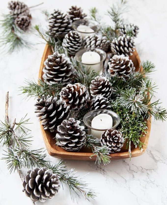 pine cone and greenery accessories