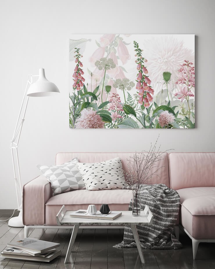 pink and green botanical prints