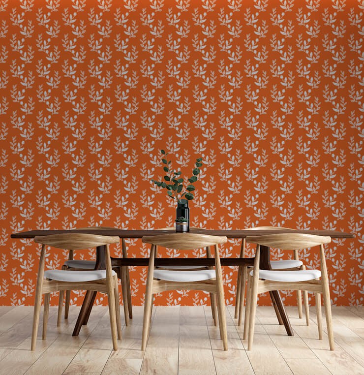 70s wallpaper in dining room