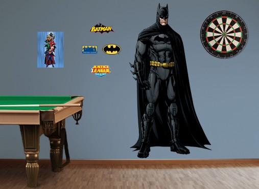 batman decals on wall in games room