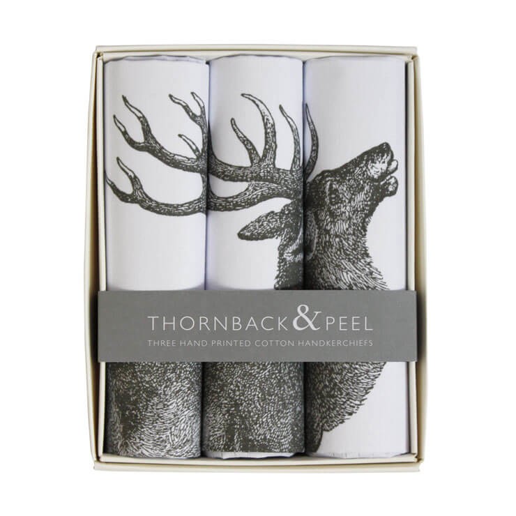 black and white stag handkerchieves