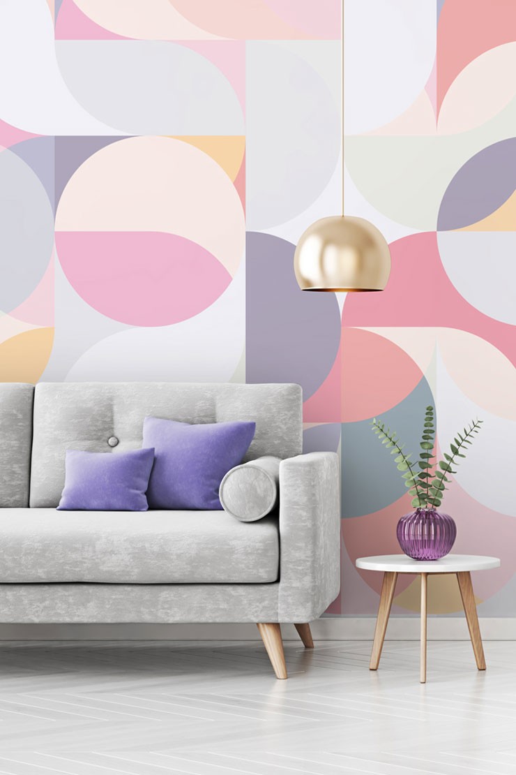 pink-pastel-geometric-wallpaper-in-lounge
