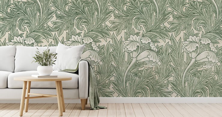 green and white tulip pattern wallpaper