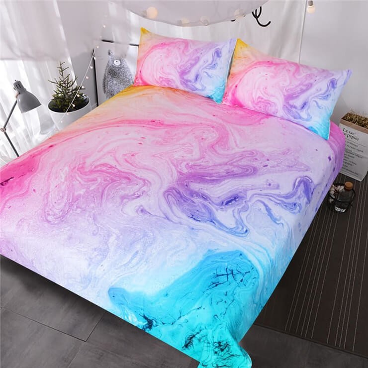 marble effect colorful bedding