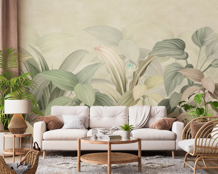 Sage green home decor in living room