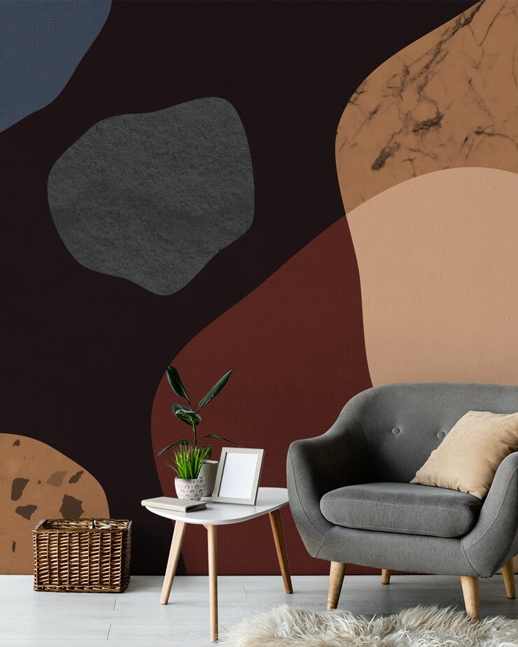 Dark abstract wallpaper in living room