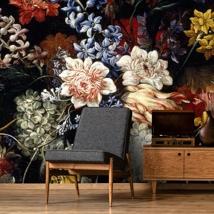 Dark vintage floral wallpaper