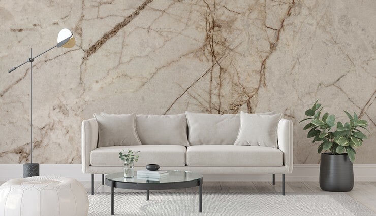 beige wallpaper is the new greige in living room