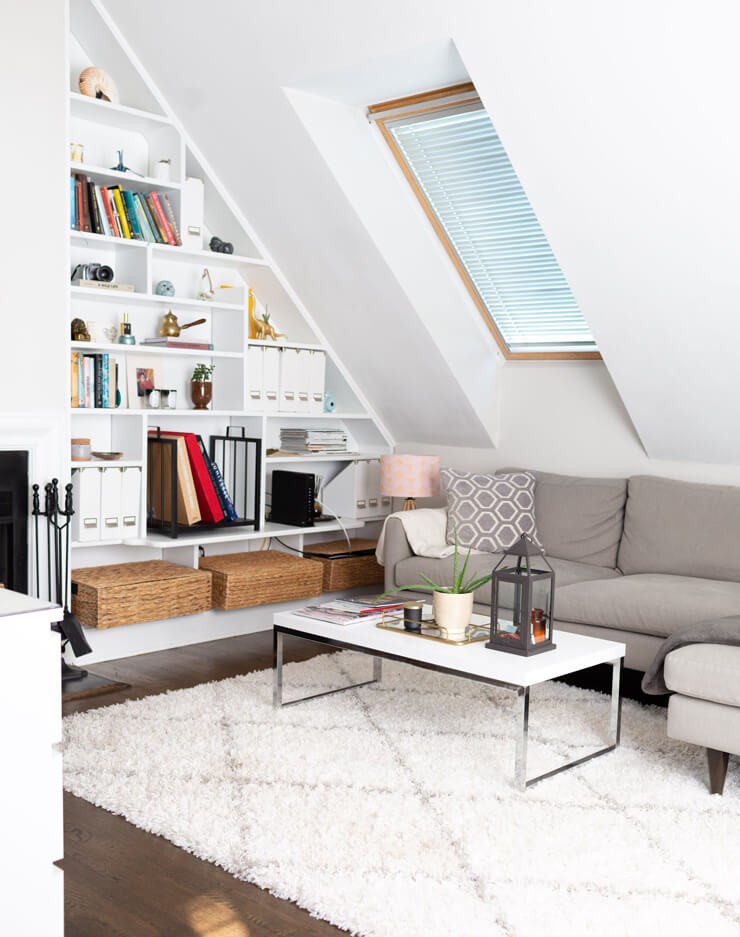white loft living room