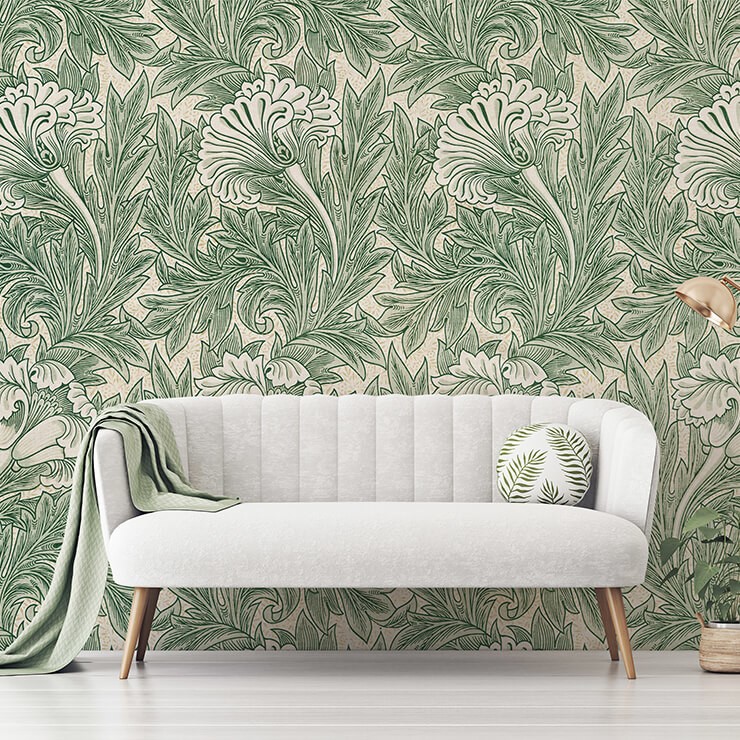 regal william morris green and white wallpaper