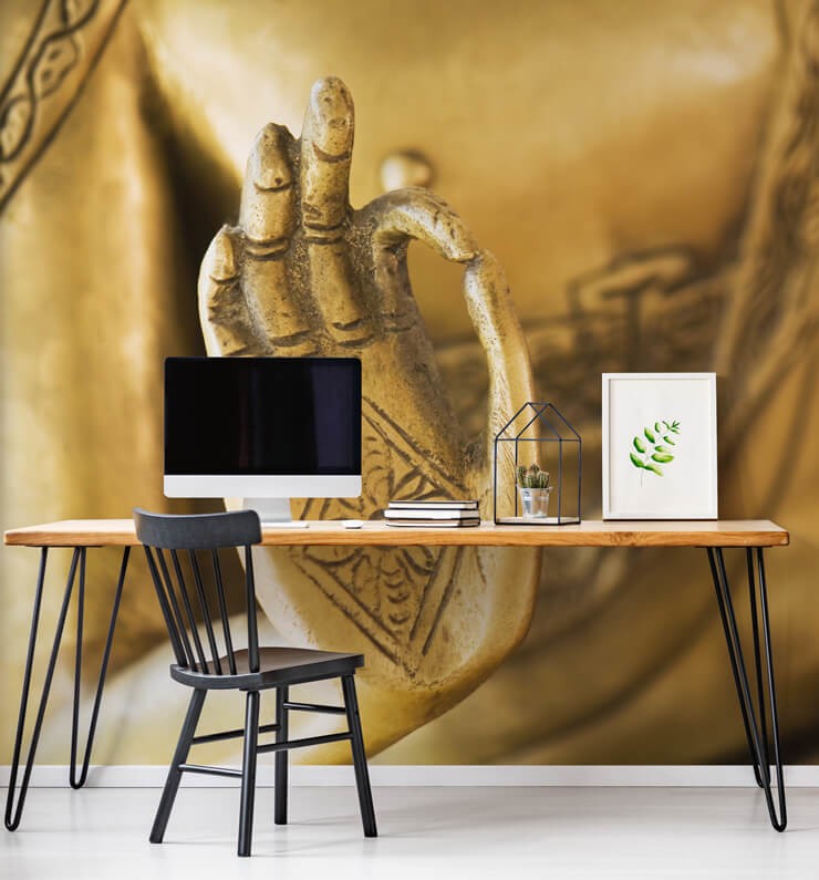 calming office wallpaper with Buddha