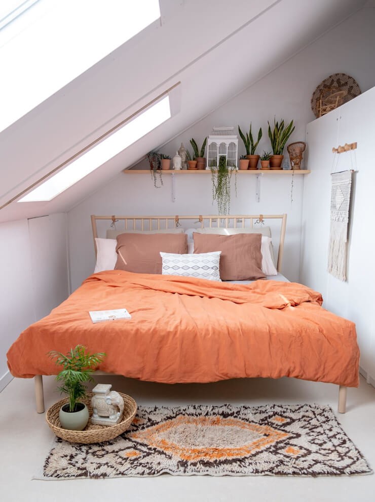 boho bedroom in attic