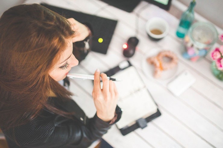 woman creating a portfolio
