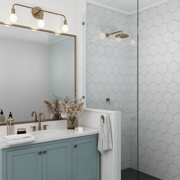small bathroom with mirror lights