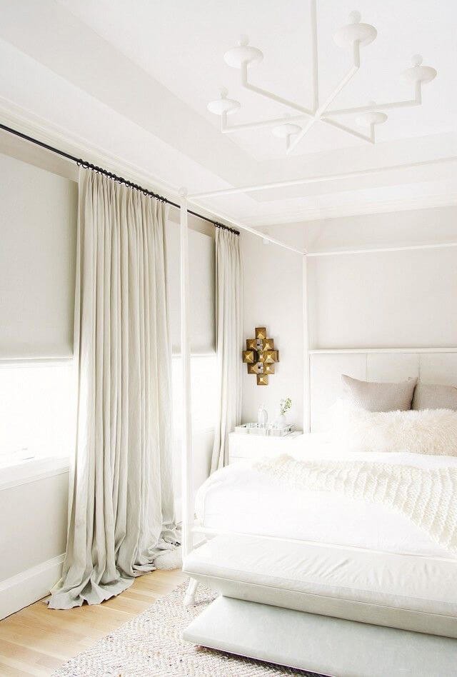 white waterfall style curtains