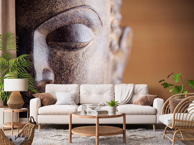 buddha wallpaper in living room