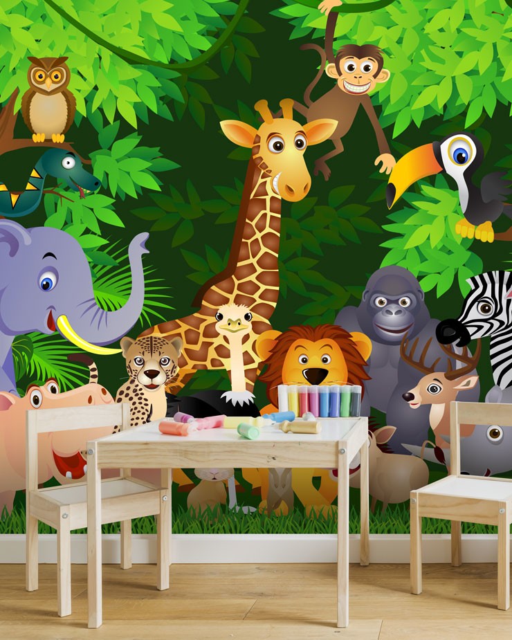 animal-mural-in-playroom