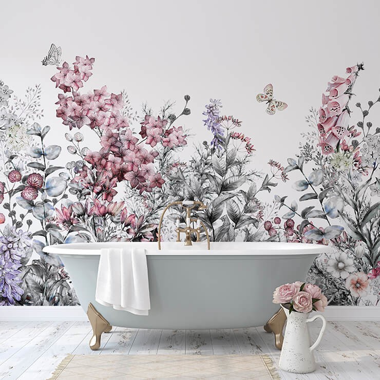 pink and grey meadow wallpaper