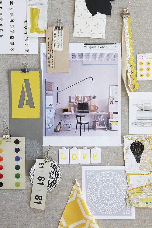 yellow and grey interior designers board