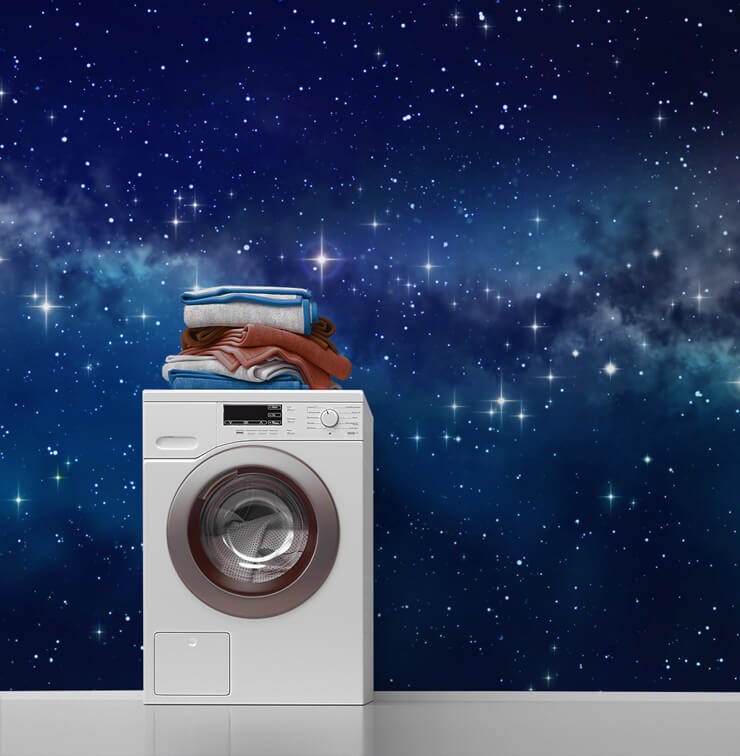 navy night sky wallpaper with washing machine