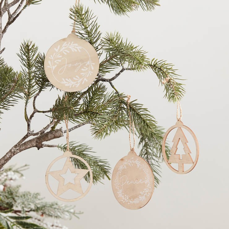 natural wood scandi christmas decorations