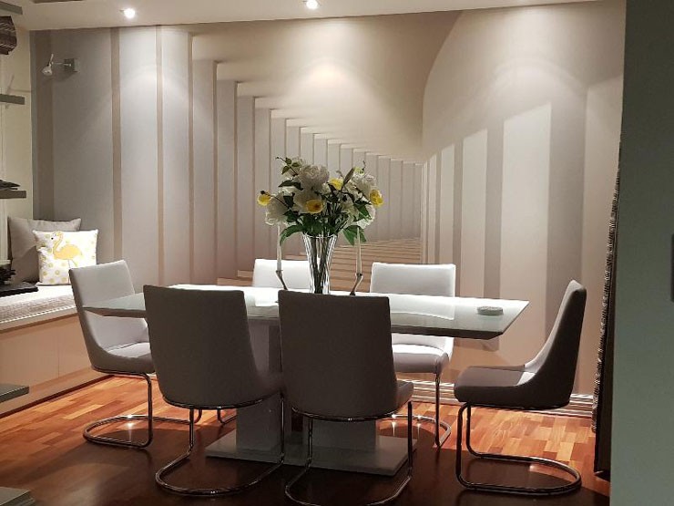 white 3d corridor in minimalist lounge